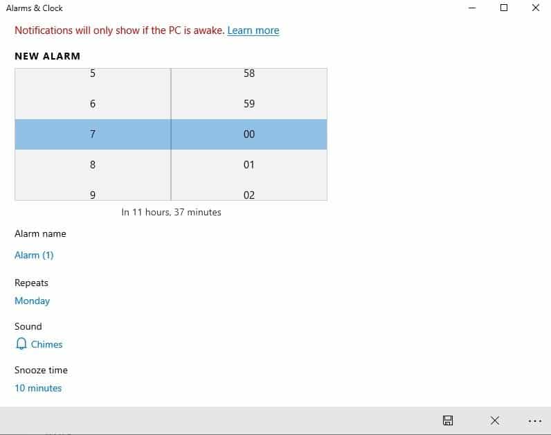 Alarms and Timers in Windows 10 PC