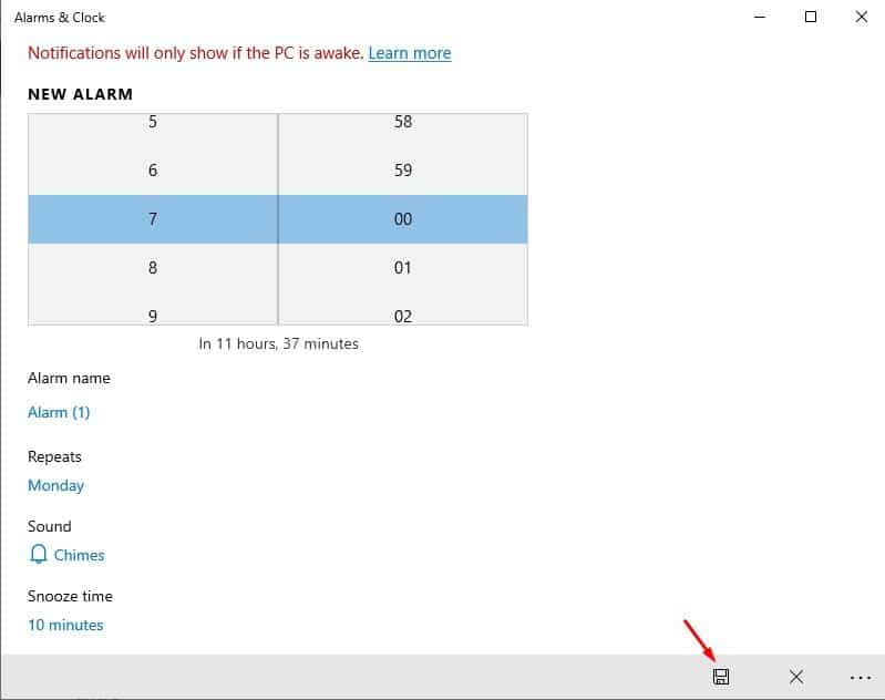 Alarms and Timers in Windows 10 PC