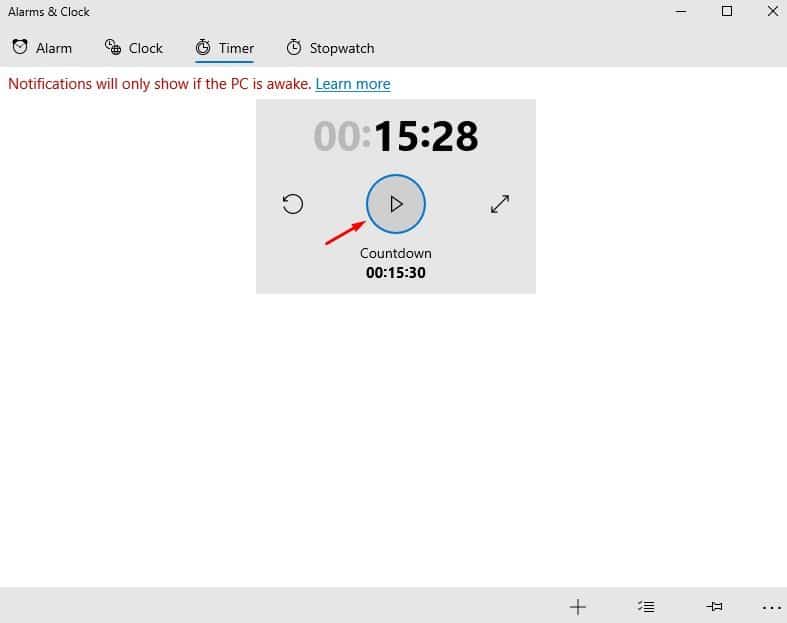 Alarms and Timers in Windows 10 PC