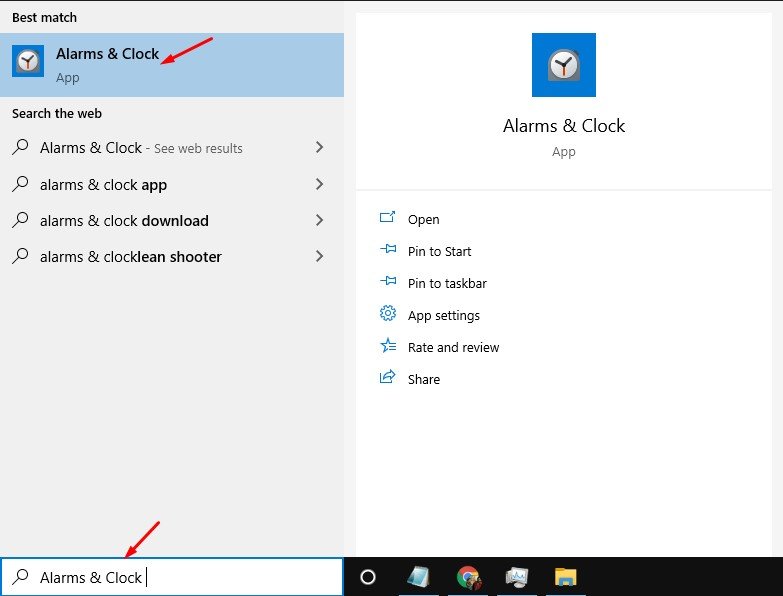 Alarms and Timers in Windows 10 PC